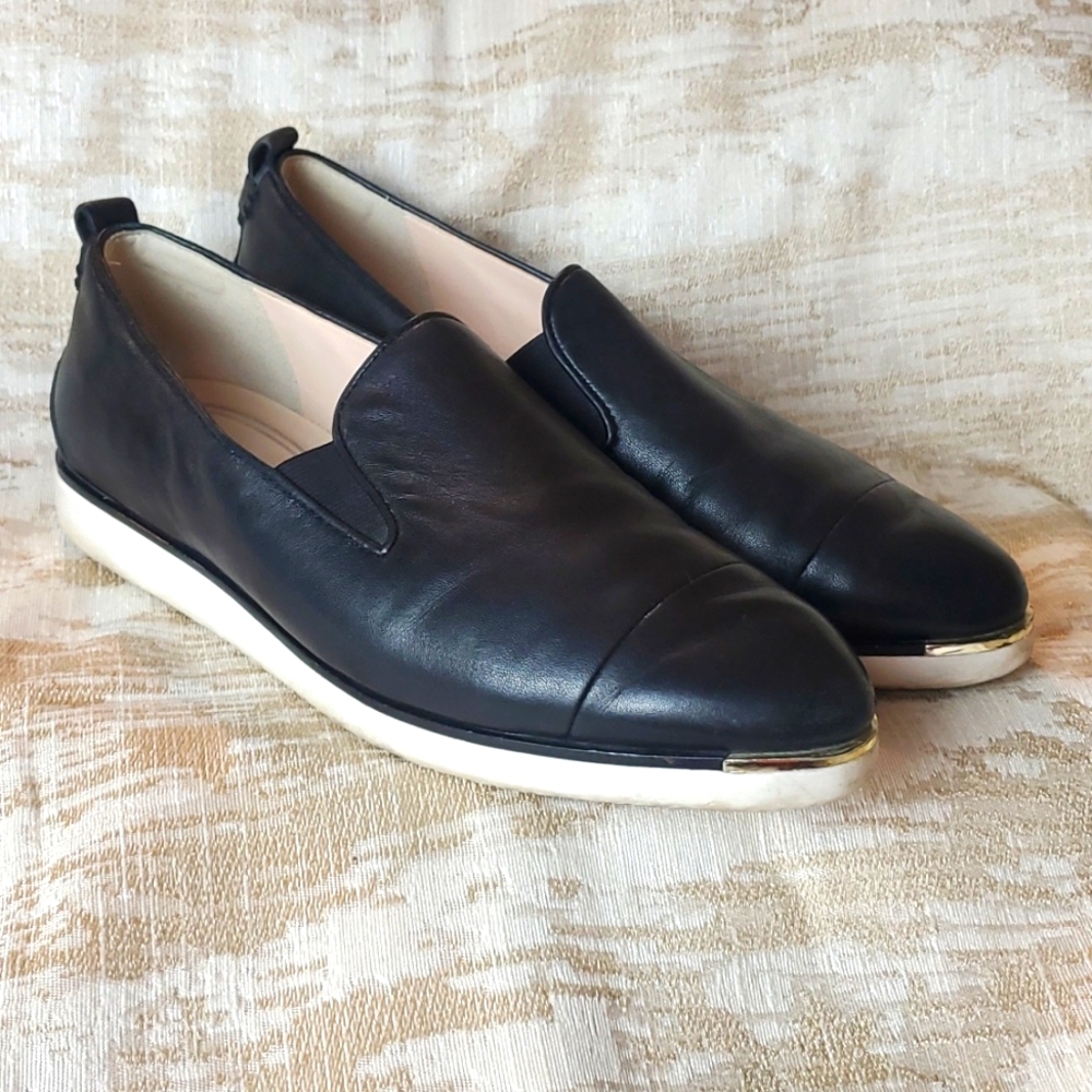 Womens Cole Haan Grand Ambition Leather Slip-Ons in Black Size 8B